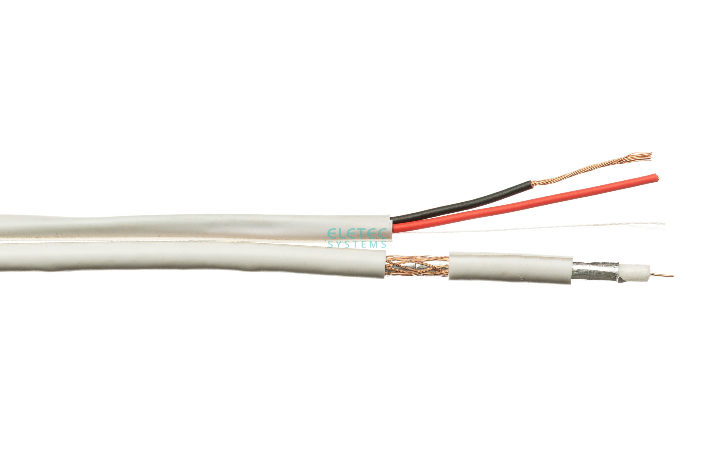 Кабель комбинированный ЭЛЕТЕК RG59 CU+2x0.75 мм2 75 Ом, плоский, белый, 200 м